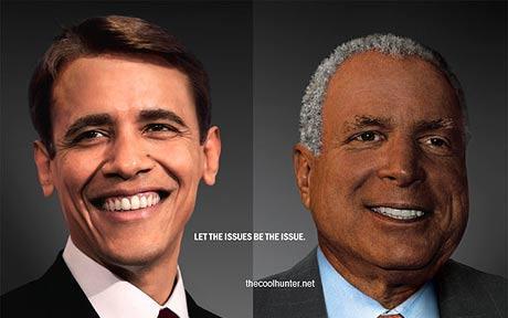Obama en blanc et McCain en noir