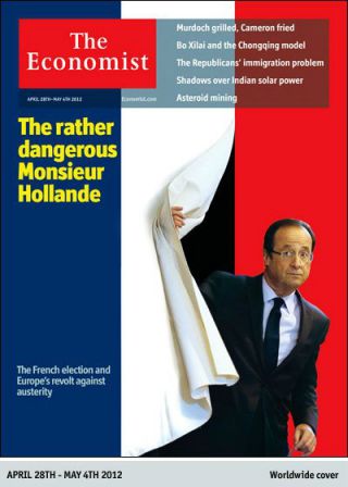 La couverture de l'hebdomadaire "The Economist", the dangerous mister Hollande