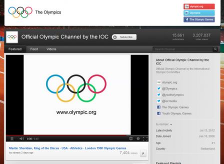 chaine youtube spéciale Jeux olympiques de Londres 2012